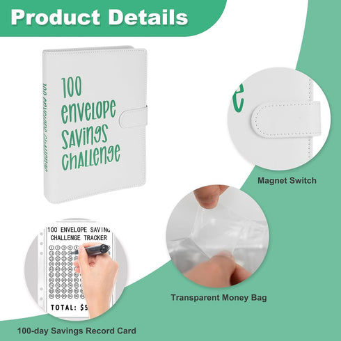 100 Envelope Challenge Binder,Easy and Fun Way to Save $5,050,Savings Challenges Binder with Cash Envelopes for Budgeting Planner & Saving Money (...