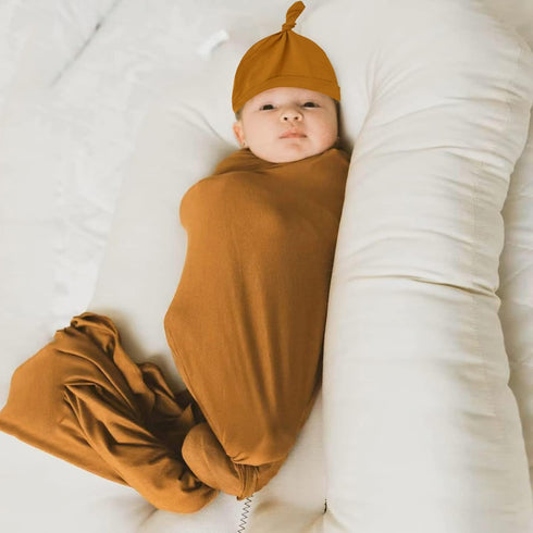 Newborn Swaddle Blanket with Hat Set Baby Swaddle Set Hospital Receiving Blankets for Girls Boys(Copper,45"*45")...