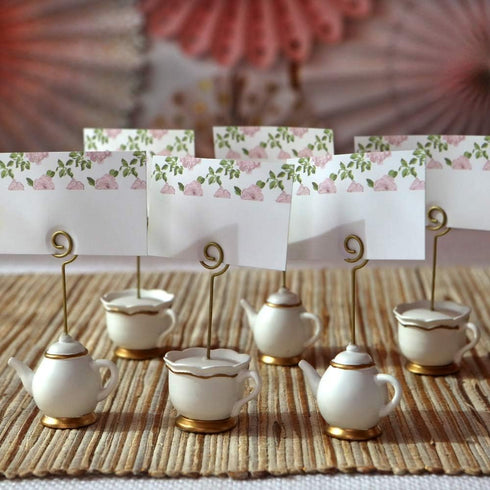 Kate Aspen, Place Card Holders, Tea Time Whimsy, Teapot and Teacup, Place Cards Included, Set of 6,Pink...
