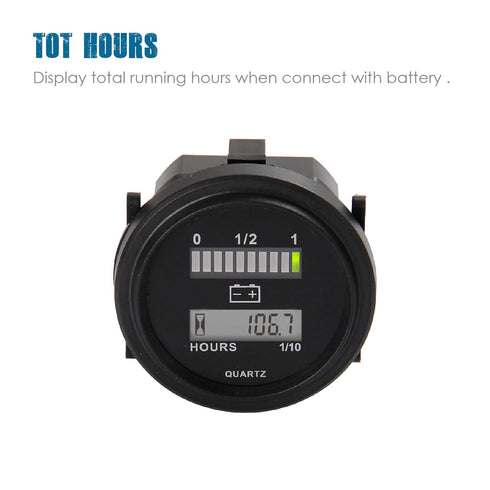 Runleader 12V/24V 36V 48V 72V Battery Fuel Gauge Meter,Battery Level Meter,Resettable TOT Hours,Lead Acid Battery Applicably(But Not Trojan),for G...