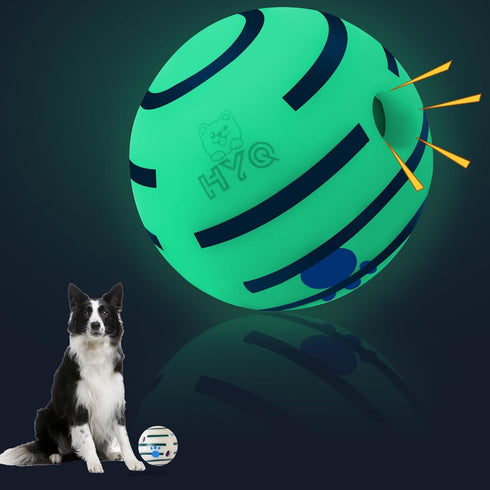 Wobble Giggle Ball for Dogs, Wiggle Glow Ball Dog Toy, Interactive Glow in The Dark Dog Toys for Small/Medium/Large Dogs, Fun Giggle Sounds When R...