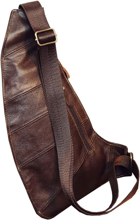 Hebetag Leather Sling Bag Crossbody Backpack for Men Women Travel Outdoor Camping...