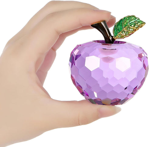 Crystal Apple Figurine Paperweight, Handmade Statue Ornament Home Decoration, Collectible Crystal Crafts, Come with Gift Box, Great Gift for Birth...