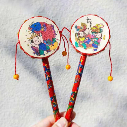 Toddmomy Baby Tots Baby Tots Wood Baby Hand Wooden Monkey Drums Rattle Drum Wooden Baby Musical Toys Rattle Toys Chinese Balancing Toys Infants To...