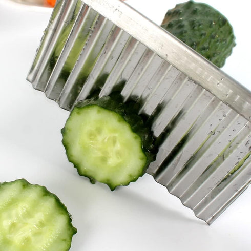 2 PACK French Fry Crinkle Cutter,Wavy Potato Slicer Cutter,Vegetable Veggie Chopper Cut Knife,Cucumber Carrot Garnishing Knife, Home Kitchen Wavy ...