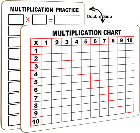 Dry Erase Multiplication Chart White Board, 9" x 12" Double Side Table Math Manipulatives Lapboard for Kids Students Classroom Home...
