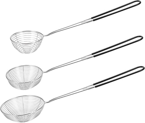 3pcs Small Round Hot Pot Strainer - Stainless Steel Asian Shabu Shabu Spider Skimmer Spoon Set, Mesh Slotted Scoops Soup Ladle...