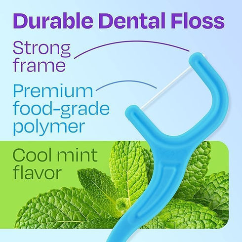 Dental Flossers Brush Picks 2 Pack w/Travel Case (100 Total Count), Dental Floss Glides Easy Between Teeth, Flosser Helps Prevent Tooth Decay & Gu...