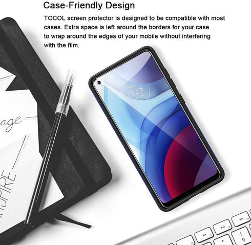 TOCOL 6 Pack Compatible with Moto G Power 2021 (Not for Moto G Power 2020) - 3 Pack Tempered Glass Screen Protector and 3 Pack Camera Lens Protect...