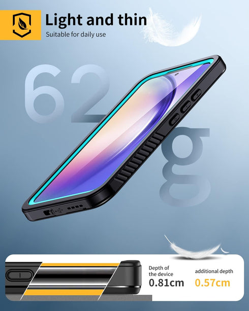 Lanhiem Samsung Galaxy A54 5G Case, IP68 Waterproof Dustproof Case with Built-in Screen Protector, Rugged Full Body Shockproof Phone Cover for Sam...