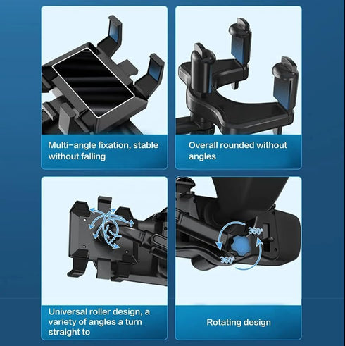 Rearview Mirror Phone Holder for Car, Rotatable and Retractable Car Phone Holder Mount 2024 Upgraded Multifunctional 360°, Pro Clip Car Mirror Pho...