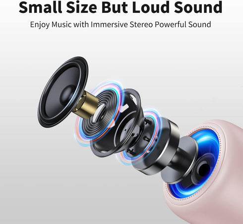 Bobtot Portable Bluetooth Speakers with Strap Easy to Carry, Wireless Waterproof Mini Speaker with Loud Stereo Sound,15 Hours Playtime, Rechargeab...