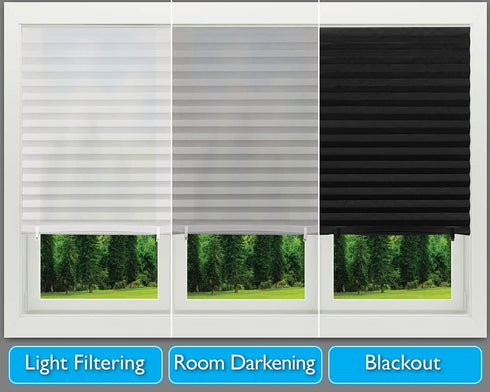 Redi Shade No Tools Original Light Filtering Pleated Fabric Shade White, 36" W x 72” L, 2 Pack...