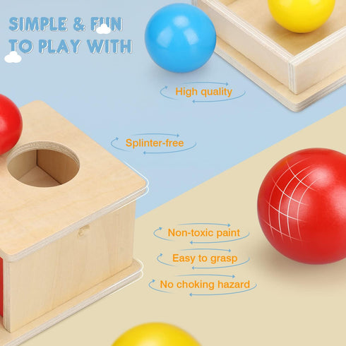 TOY Life Object Permanence Box with Tray and 3 Balls Montesorri Toys 6-12 Months Ball Drop Toy Box Wooden Baby Montessori Toys for Babies 6 to 12 ...