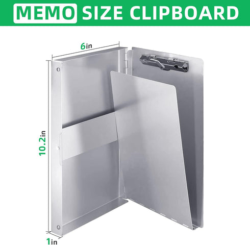 Small Aluminum Clipboard with Storage(Memo Size), Recycled Metal Snapak Form Holder Binder with Insided SerratedClip Posse Box, Perfect for Truck ...