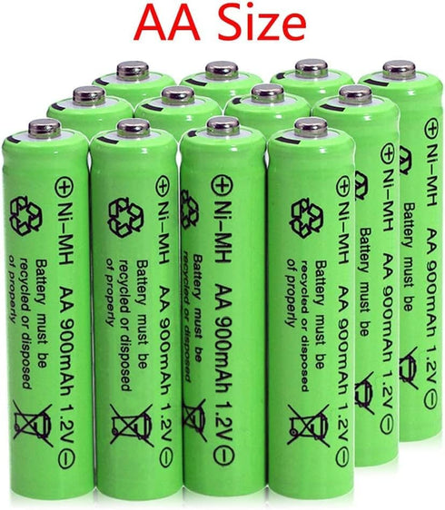 10 Packs 1.2V AA 900mAh Ni-MH Rechargable Batteries for Solar Lights, Garden Lights, Remotes, Mice...