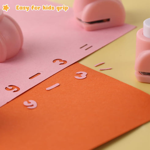 LOVEINUSA 15PCS Arithmetic Paper Punch Set, Paper Craft Punches Pink Hole Puncher with Mathematical Symbol for Preschool Education Math Class...