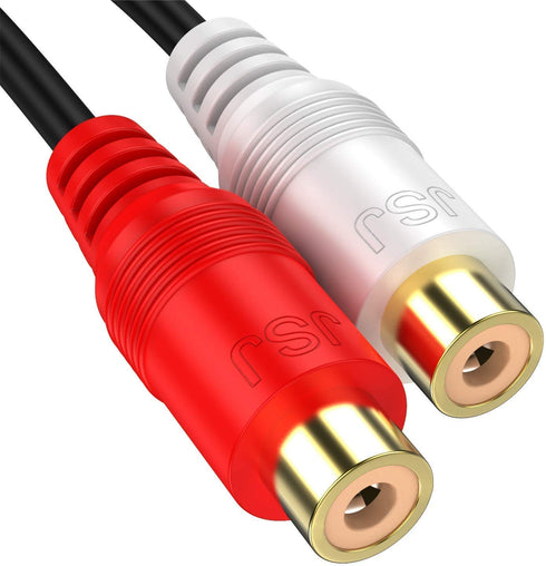 RCA 1 Male to 2 Female Audio Speaker Y Adapter Splitter Cable with OFC Conductor Dual Shielding Gold Plated Metal Shell Flexible PVC Jacket - 2 Pa...
