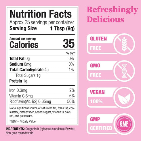 Pink Pitaya Powder, 8 Ounces, Non GMO, Gluten Free, Vegan, Packaged Locally in California...