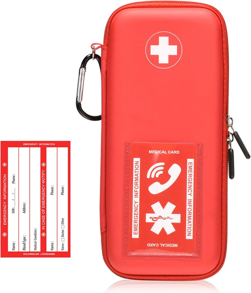 EpiPen Carry Case, Hard Emergency Medical Bag with Carabiner-for 2 EpiPens, Asthma Inhaler, Auvi-Q,Eye Drops,Anti-Histamine,Allergy Medication,Dia...