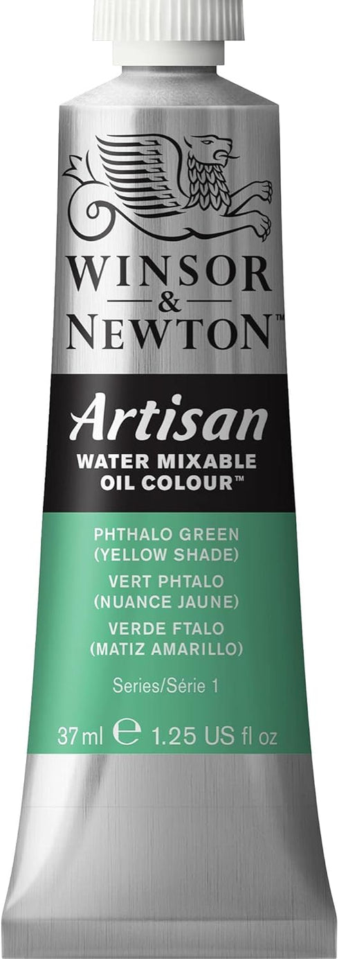 Winsor & Newton Artisan Water Mixable Oil Colour, 1.25-oz (37ml), Phthalo Green (Yellow Shade)...