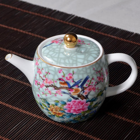 Ciieeo 1pc Ceramic Teapot Floral Tea Kettle Japanese Tea Kettle Enamel Teapot Infuser Floral Teapot Ceramic Pour Teapot Loose Leaf Tea Steeper Pot...