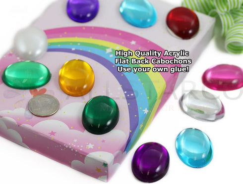 40x30mm Large Flat Back Oval Acrylic Cabochons Rhinestones Plastic Gems Embellishments for Crafts, Costumes, Card Invitations, Jewelry, Cosplay - ...