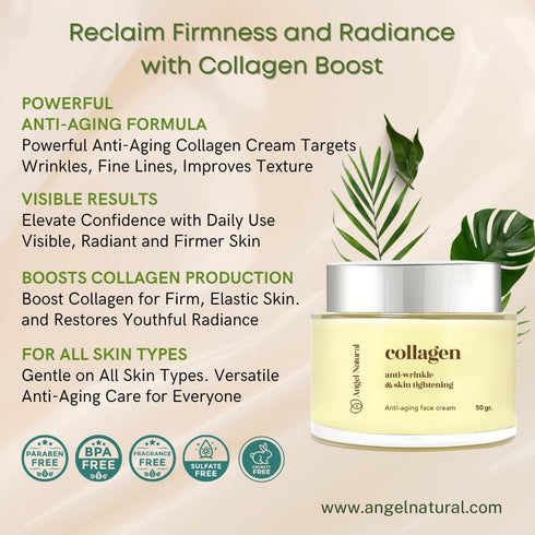 Collagen Face Cream, Anti Wrinkles and Skin Tightening, Anti-Aging with Collagen Boost, Firming Moisturizer, Vitamin E, Vitamin B5, Korean Skincar...