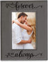 KATE POSH You Will Forever by My Always Engraved Grey Leather Frame - Engagement, Wedding, 3rd Anniversary, I Love You Gifts for Couples (5x7-Vert...