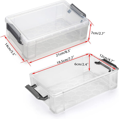 BTSKY 4 Pack Extra Large Capacity Plastic Pencil Box Stackable Translucent Clear Office Supplies Storage Organizer for Gel Pens Erasers Tape Pens ...
