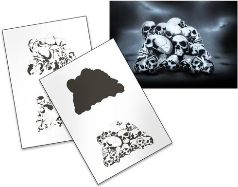 UMR-Design AS-149 skull heap Airbrushstencil Step by Step Size M...