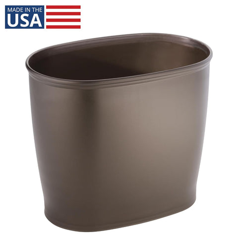 IDesign Oval Plastic Trash Can for Bath, Bedroom, Office - The Kent Collection – 12" x 8" x 10", Bronze...