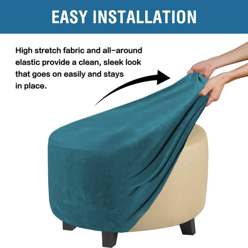 H.VERSAILTEX Round Ottoman Slipcover Ottoman Covers Slipcover Footstool Protector Covers Storage Stool Ottoman Covers Stretch with Elastic Bottom,...