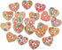 AKOAK 50 Pack 25MM 2-Hole Mixed Flower Pattern Printed Wooden Peach Heart Shaped Buttons Wood Sewing Buttons DIY Scrapbooking Clothe Buttons...