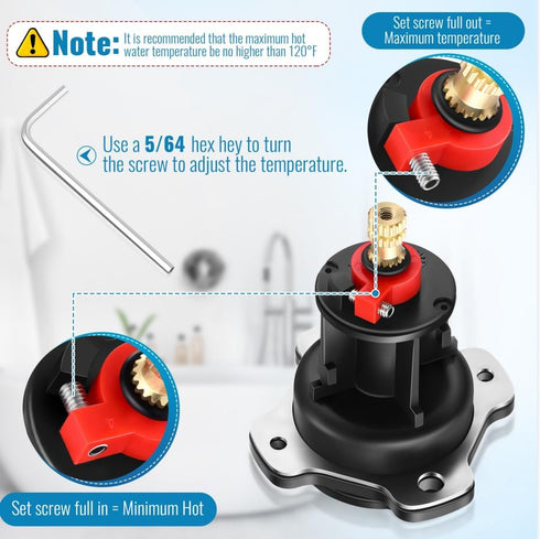 Saillong Temp Mixer and Pressure Balancing Unit Kit Compatible with Kohler GP876851, Shower Cartridge Replacement Valve Repair Kit, Controls Press...