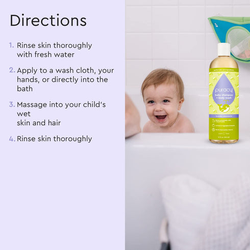 Puracy Baby Shampoo & Body Wash for Children - Pure Ingredients with 12 Fruit & Vegetable Extracts for Silky Smooth Skin, Gentle Lavender Chamomil...