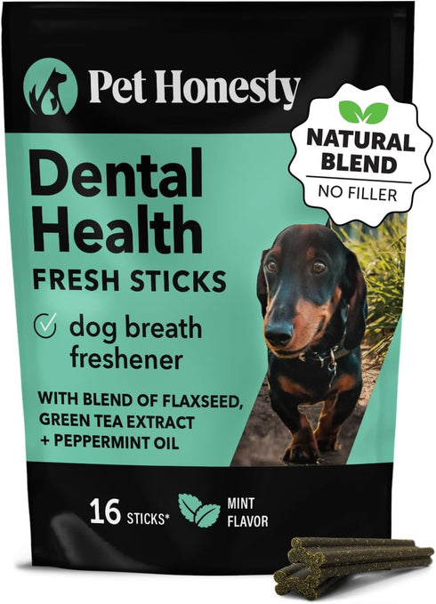 Pet Honesty Dental Health Fresh Sticks - Oral Hygiene Dental Sticks for Dogs - Dental Dog Chews - Freshen Dog Breath, Reduce Plaque + Tartar - 16 ...