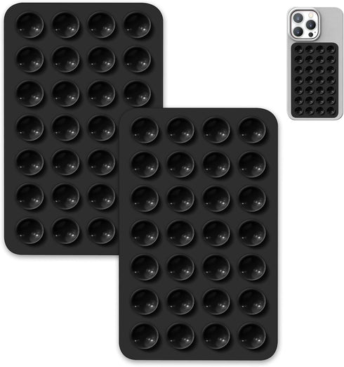 2 Pack Suction Cup Phone Case Mount Double-Sided,Silicon Sticky Phone Stand for iPhone and Android, Hands-Free Strong Grip Holder for Selfies and ...