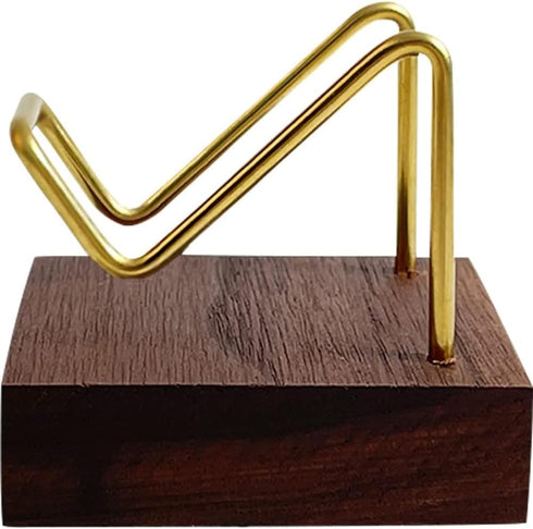 Brass Crystal Display Stand with Walnut Base Mineral Specimens Display Stand Rock Display Easel Metal Display Holder for Stones Geodes Fossils Sph...