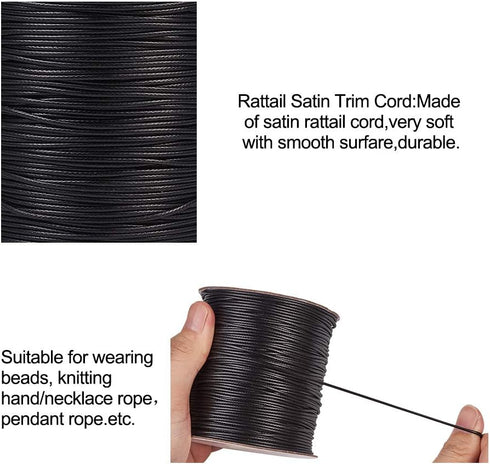 Craftdady 175 Yards 1.5mm Waxed Polyester Beading Cord String for Braided Macrame Bracelet Jewelry Making (Black)...
