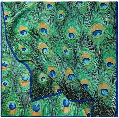 Fashion Women Silk Scarf Long Large Peacock Feather Print Wrap Shawl Scarves Headscarf...