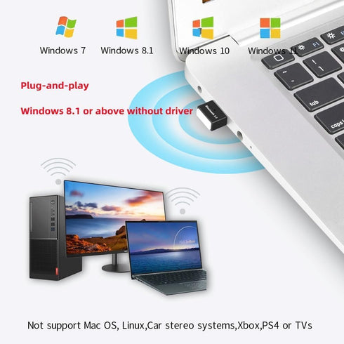 Bluetooth 5.3 Adapter for PC, USB Bluetooth Adapter Dongle, USB EDR Bluetooth Wireless Transmitter Receiver for Desktop, Laptop, PC, Headset, Keyb...