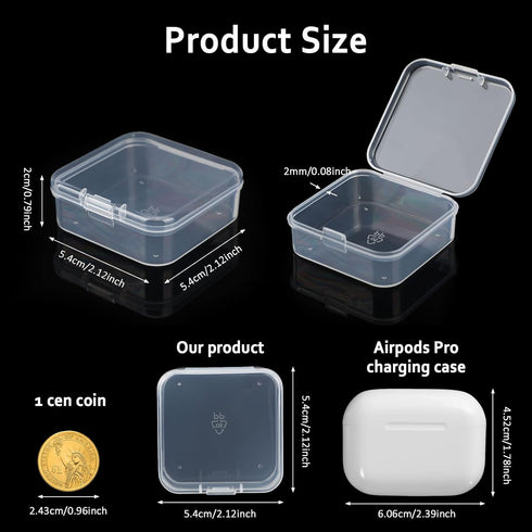 SATINIOR 100 Pcs Clear Plastic Beads Storage Containers Box Small Clear Box with Hinged Lid Small Plastic Case Mini Square Arts Crafts Storage Box...