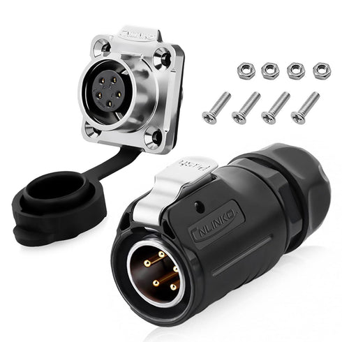 5 Pin Connector Waterproof Connectors, Aviation Wire Connector for Automotive, Power, Marine, New Energy, Solar Energy, and Other Indoor/Outdoor E...