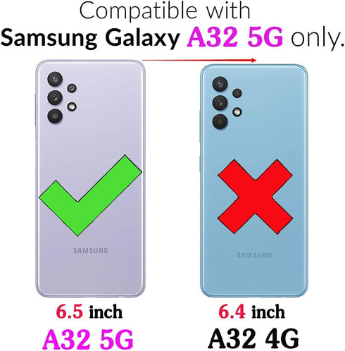 Asuwish Phone Case for Samsung Galaxy A32 5G 2021 6.5 inch Wallet Cover with Tempered Glass Screen Protector and Crossbody Strap Bling Glitter Car...