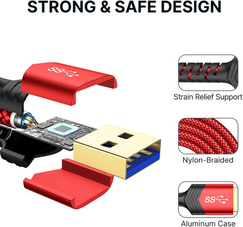 JSAUX USB to USB Cable, USB 3.0 A to A Male Cable 2 Pack(3.3ft+6.6ft) USB Male to Male Cable Double End USB Cord Compatible for Hard Drive Enclosu...