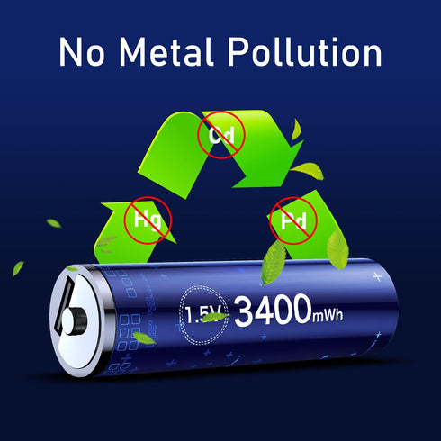 Deleepow Rechargeable AA Batteries USB 3400mWh AA Lithium Rechargeable Batteries 1500 Cycle with USB C Cable 4-Pack...