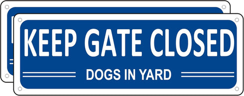 Keep Gate Closed Sign Dogs in Yard Sign, (2 Pack) Please Close Gate Sign, 10" x 3.5" Shut the Gate Metal Sign, Aluminum Latch Gate Sign for Fence ...