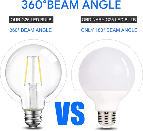 E ENERGETIC LIGHTING Dimmable LED Edison Light Bulb, G25 (G80) Globe Bulb, 60W Equivalent, 4000K Cool White, Christmas Light, E26 Standard Base, U...
