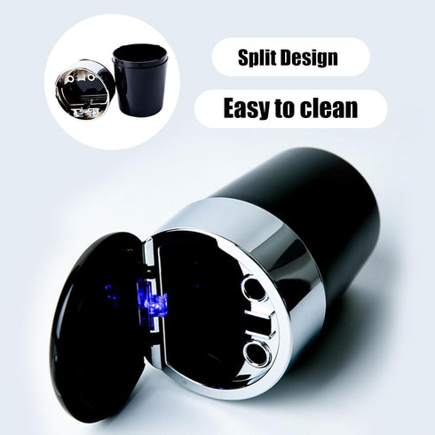 Car Trash Can with Lid and Blue LED Light, Mini Auto Garbage Can Portable, Leakproof Vehicle Trash Bin, Trash Cup Smell Proof Can for Automotive C...
